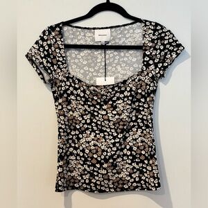 Reformation Bardot Knit Square Neck Top